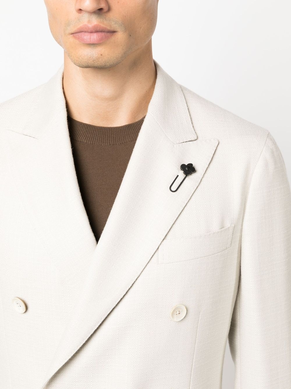 peak-lapel double-breasted blazer - 5