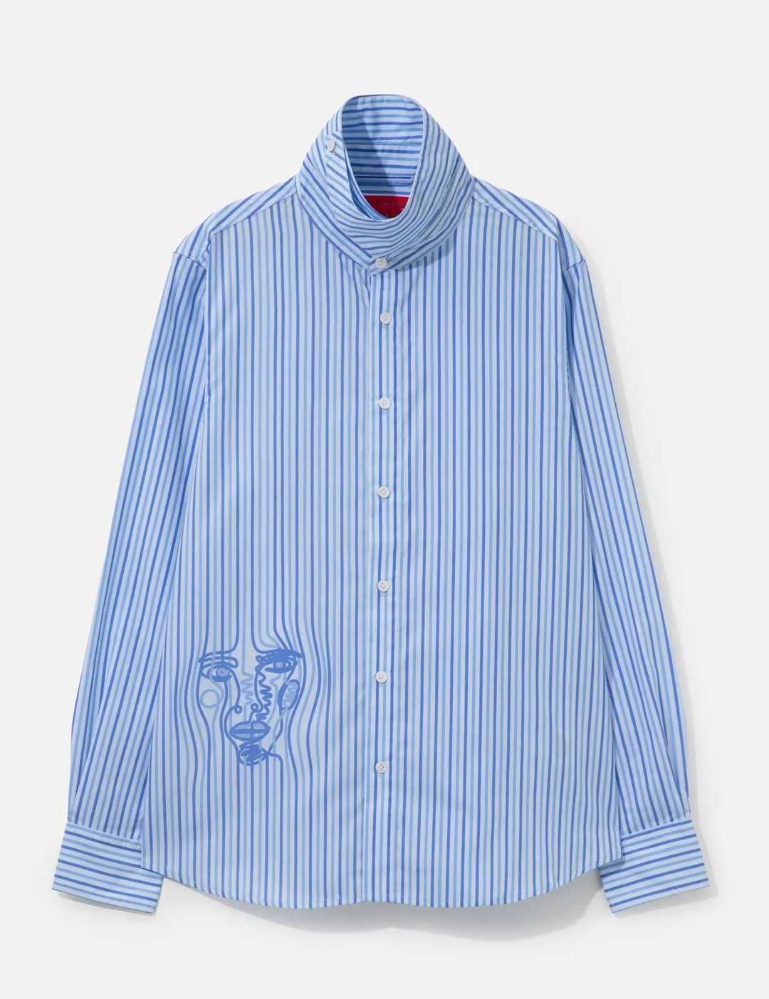 STRIPED FACE BUTTON UP SHIRT - 1