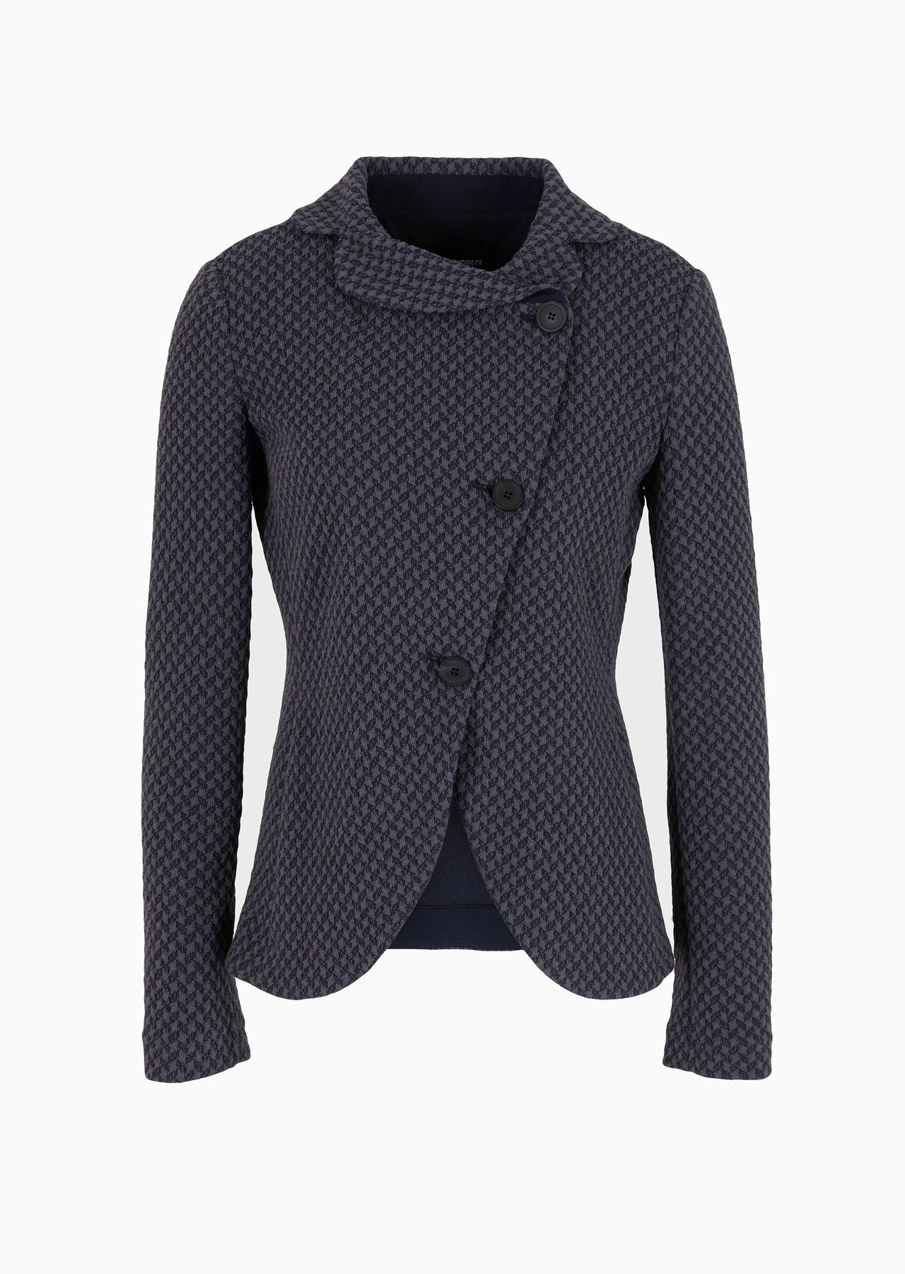 Jacket with off-centre buttoning in knit-look jacquard jersey - 1