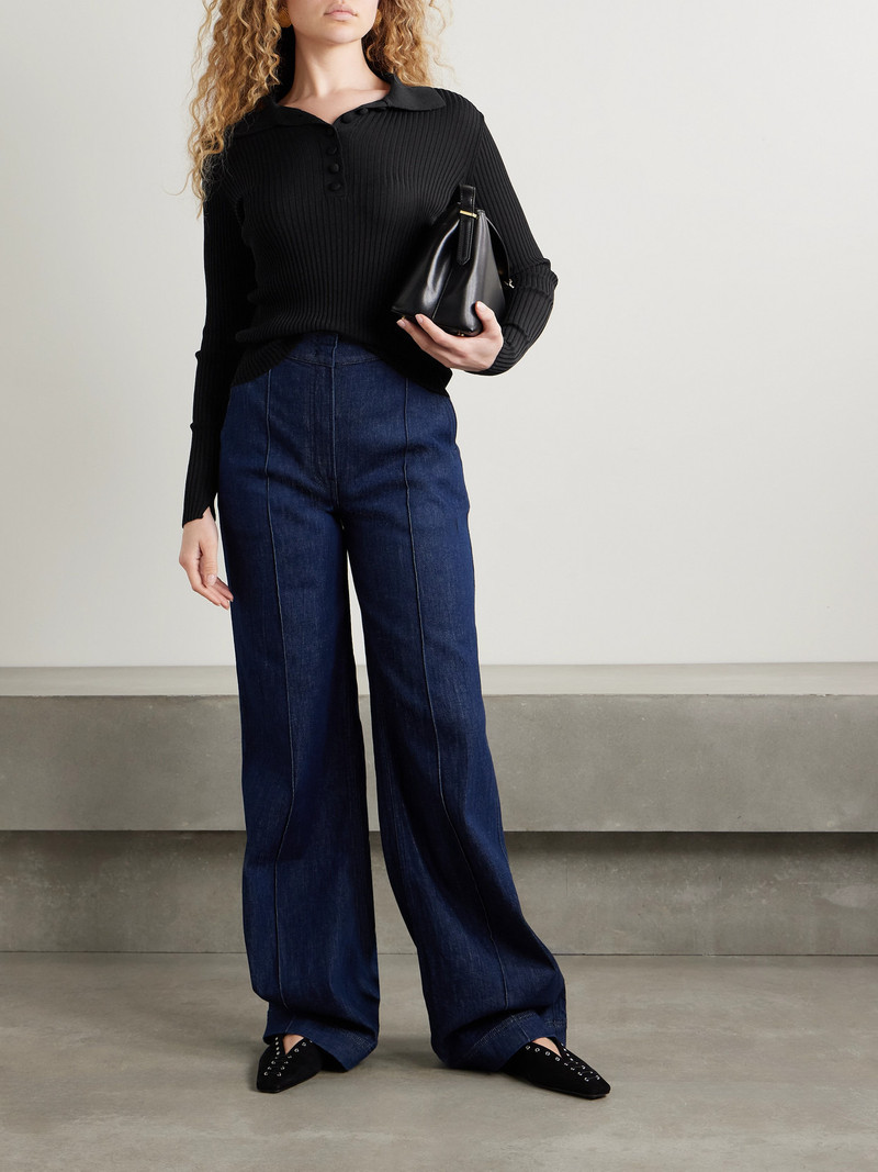 Another Tomorrow Ribbed-knit Polo Sweater outlook