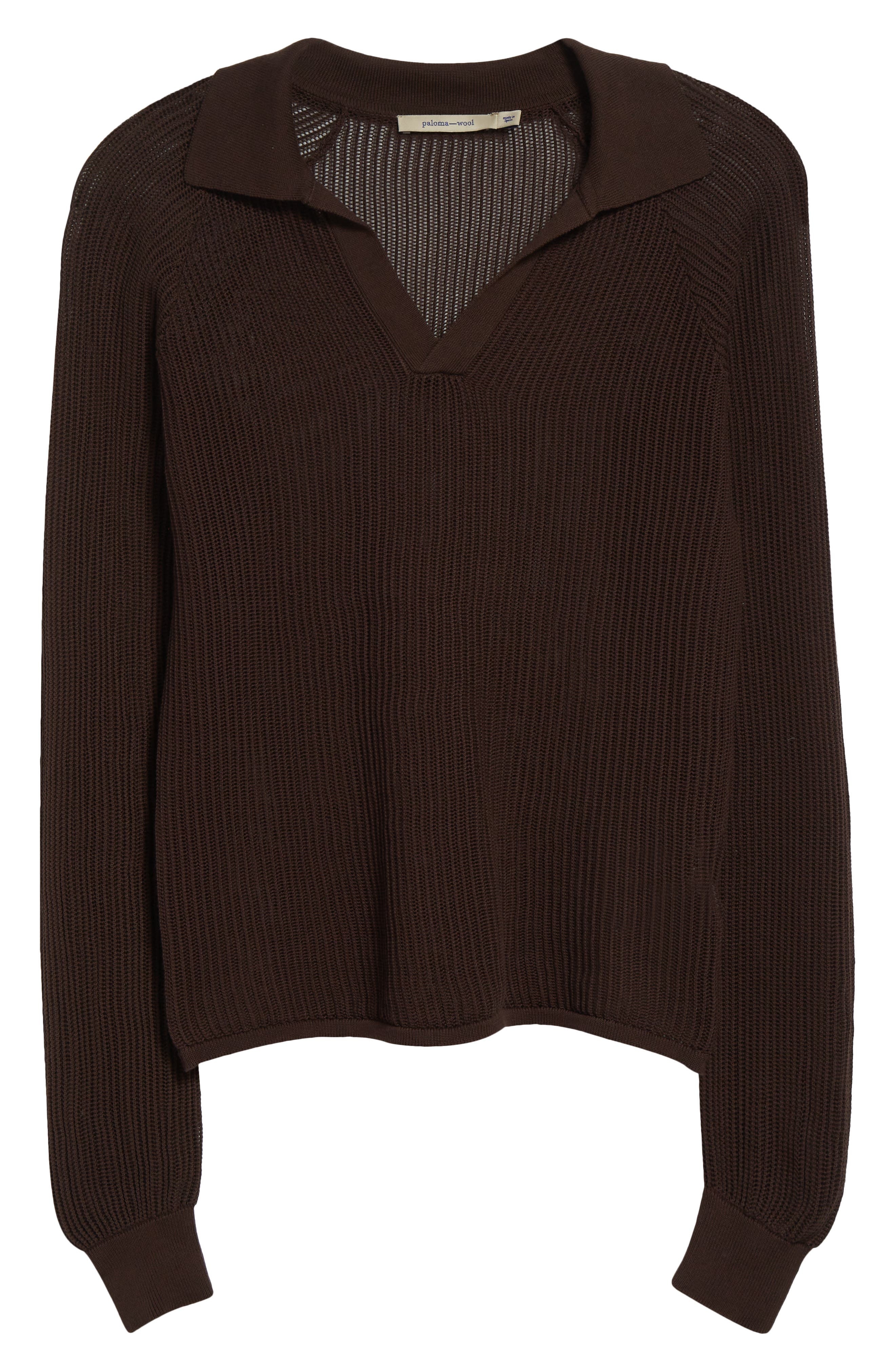 Paloma Wool Dandy Open Stitch Long Sleeve Polo in Brown at Nordstrom - 6