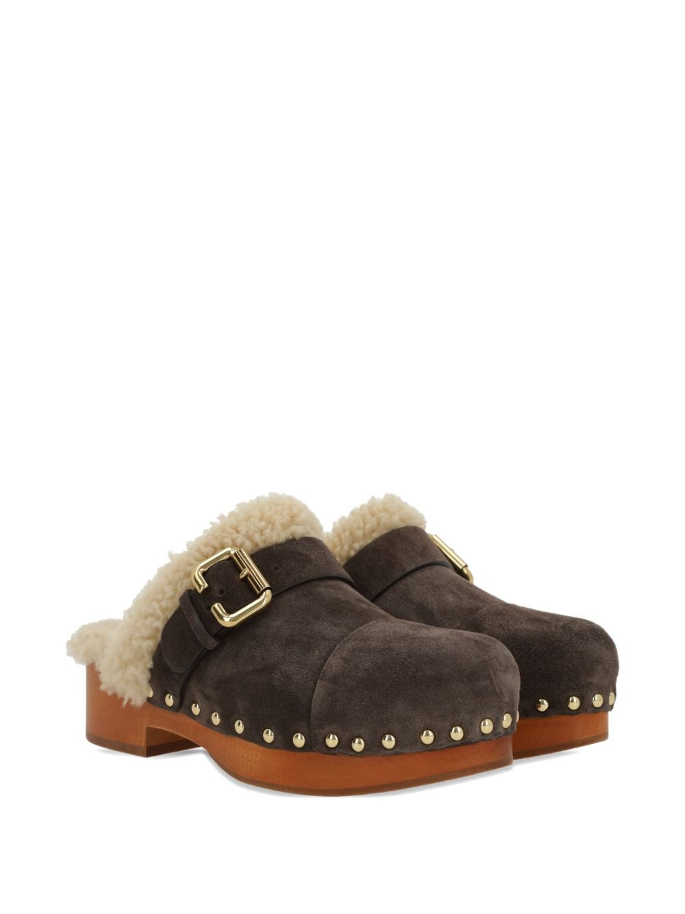 35mm Jeannette shearling-trimmed buckle clogs - 2