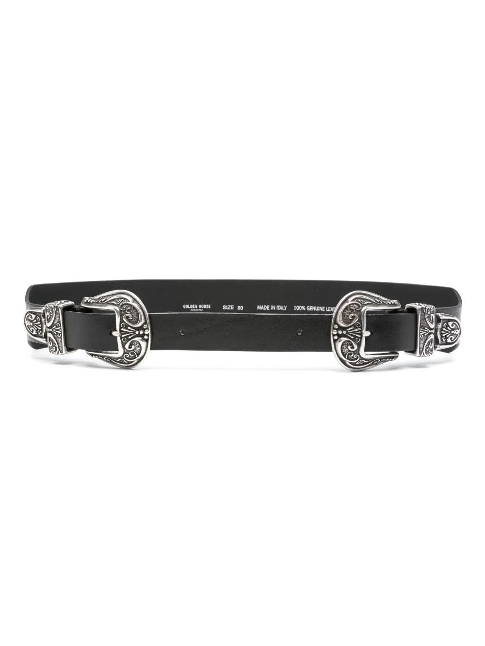 Double Buckle Leather Belt - 1