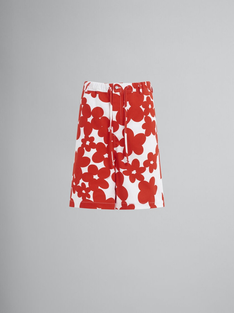 COTTON BERMUDA SHORTS WITH RED AND WHITE DILLIES PRINT 1