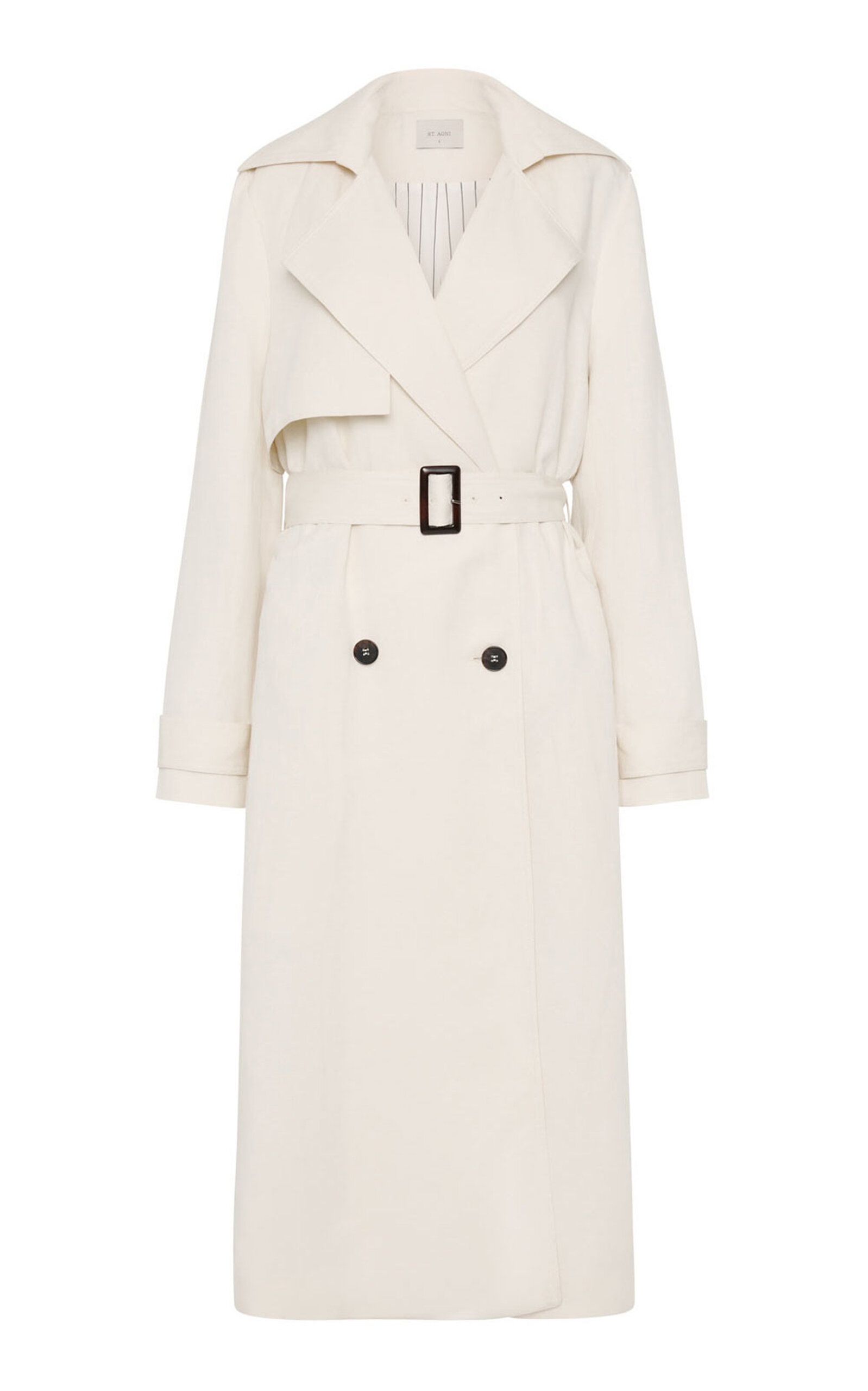 Relaxed Tencel-Linen Trench Coat off-white - 1