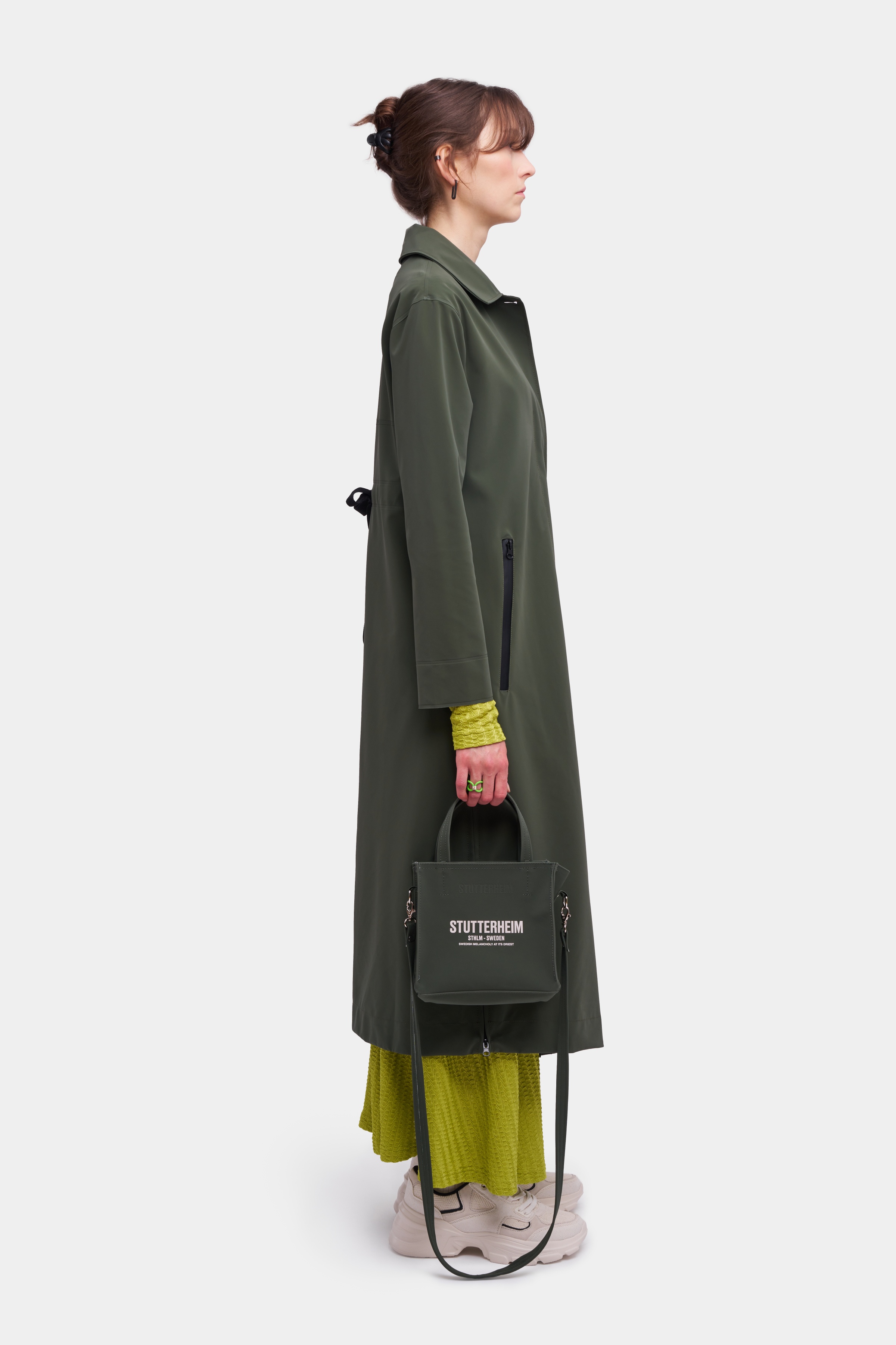 Hornstull Matte Long Raincoat Dark Green - 3