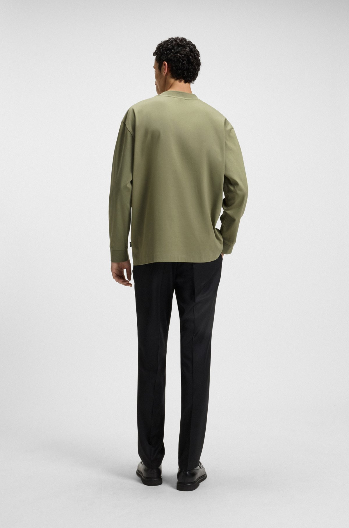 RELAXED-FIT LONG-SLEEVED T-SHIRT IN MERCERIZED COTTON - 5