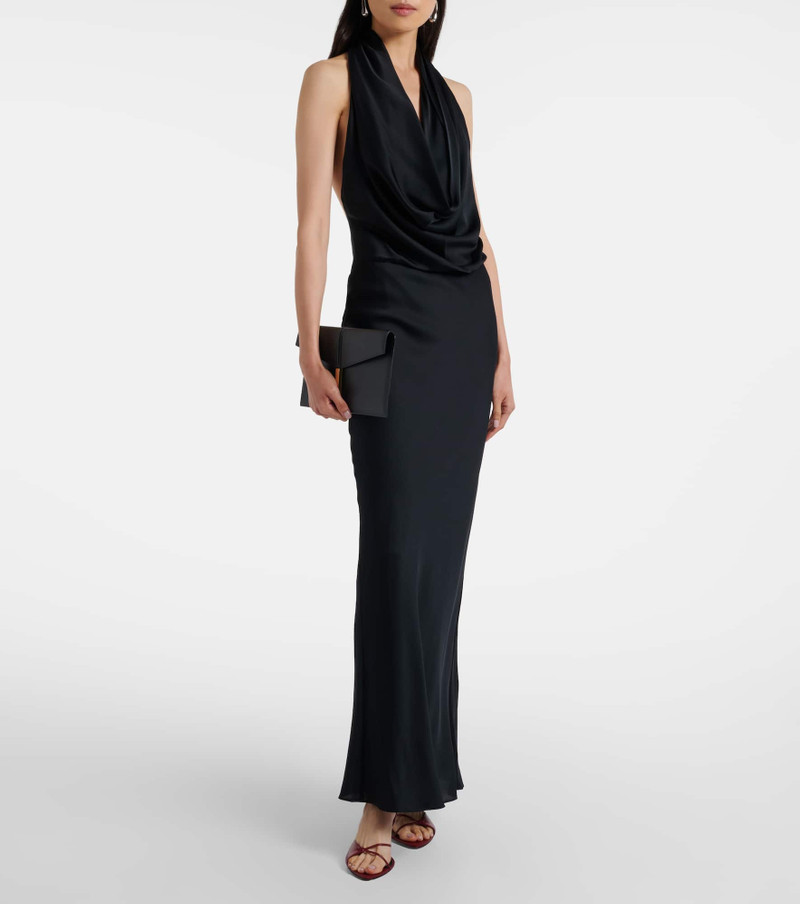 STAUD Poppi draped halterneck silk-blend gown outlook