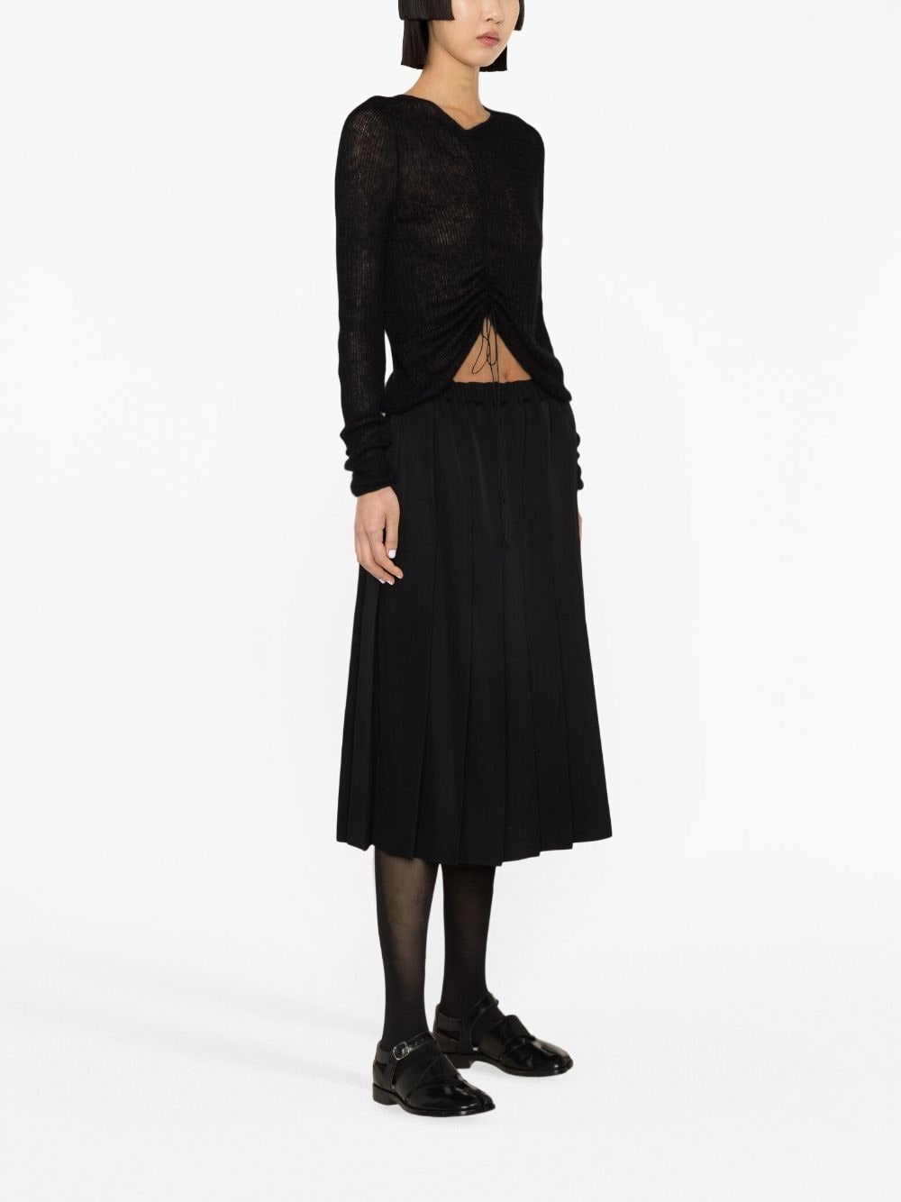 pleated wool midi skirt - 4