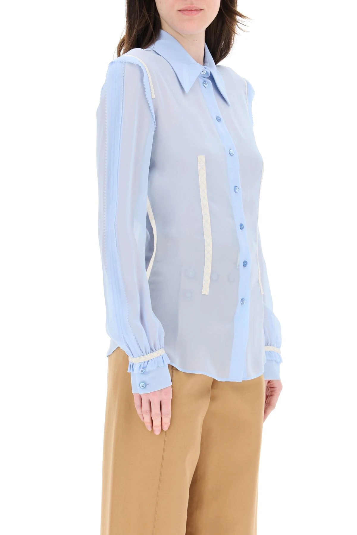 GEORGETTE SILK SHIRT WITH EMBROIDERIES - 3