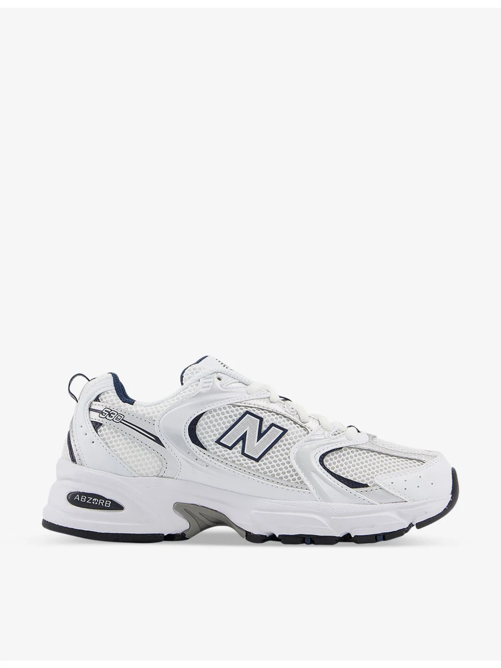 MR530 logo-embossed leather and mesh low-top trainers - 1