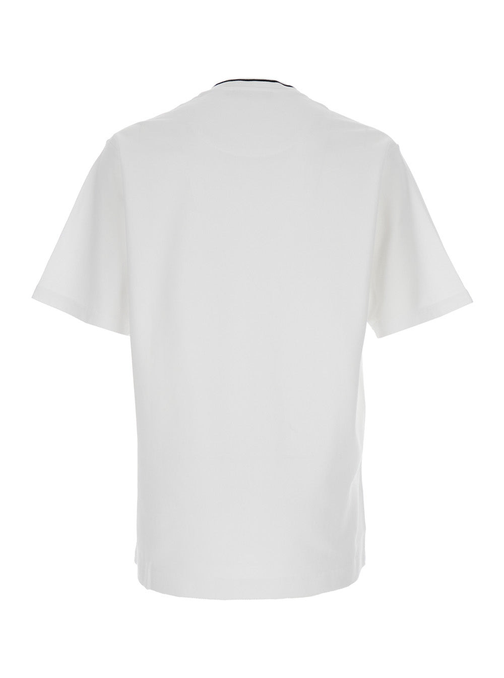 Dolce & Gabbana Men White Crewneck T-Shirt With Logo Embroidery On The Front In Cotton Man - 2