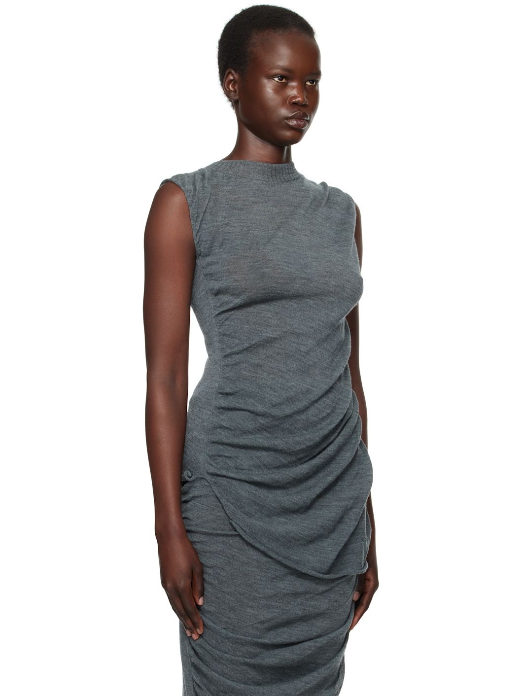 Gray Ambiguous Wool Top - 2