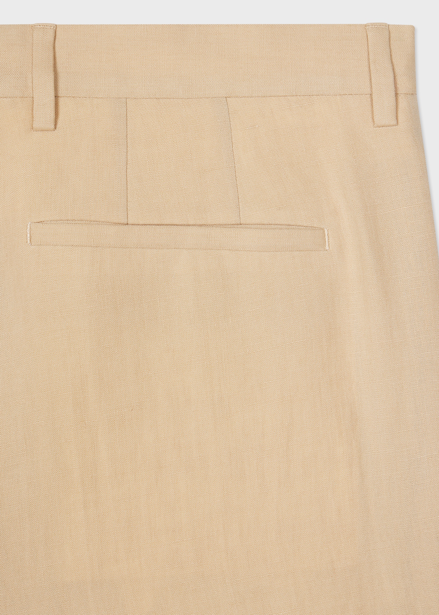 Beige Linen Tapered-Fit Trousers - 2