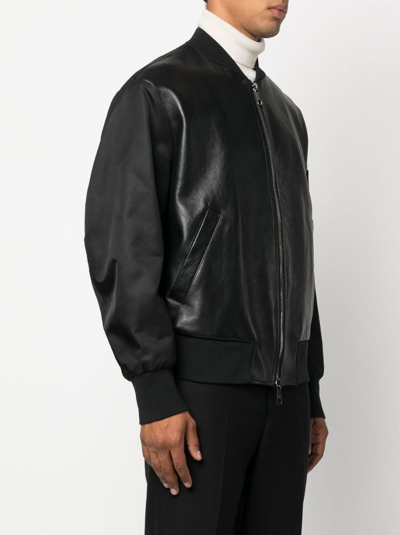 leather panelled bomber jacket - 3