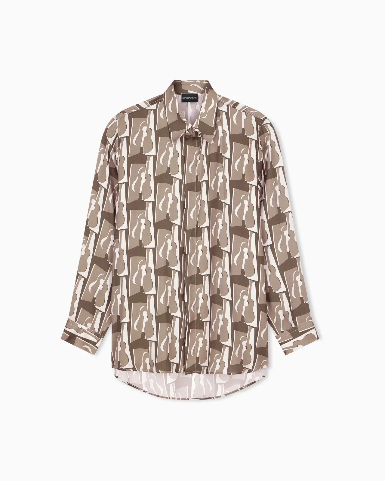 PRINTED SHIRT WITH A CLASSIC COLLAR AND ABSTRACT PATTERN - 1