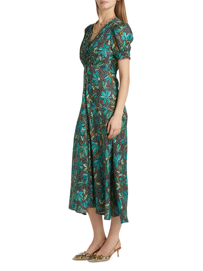 Women's Lea Floral Silk Midi-Dress - Pelta Polka 4