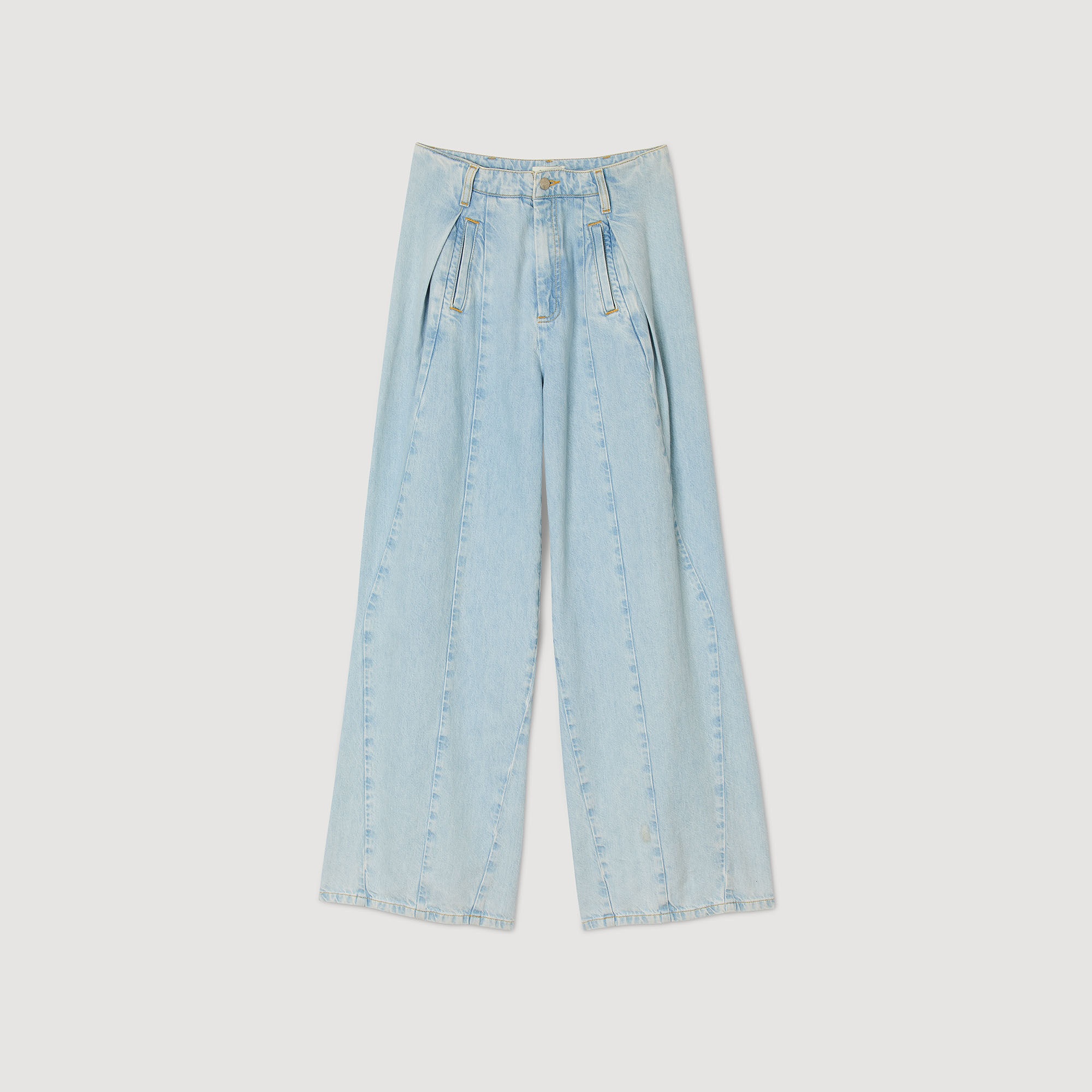 WIDE-LEG BOX PLEAT JEANS - 1