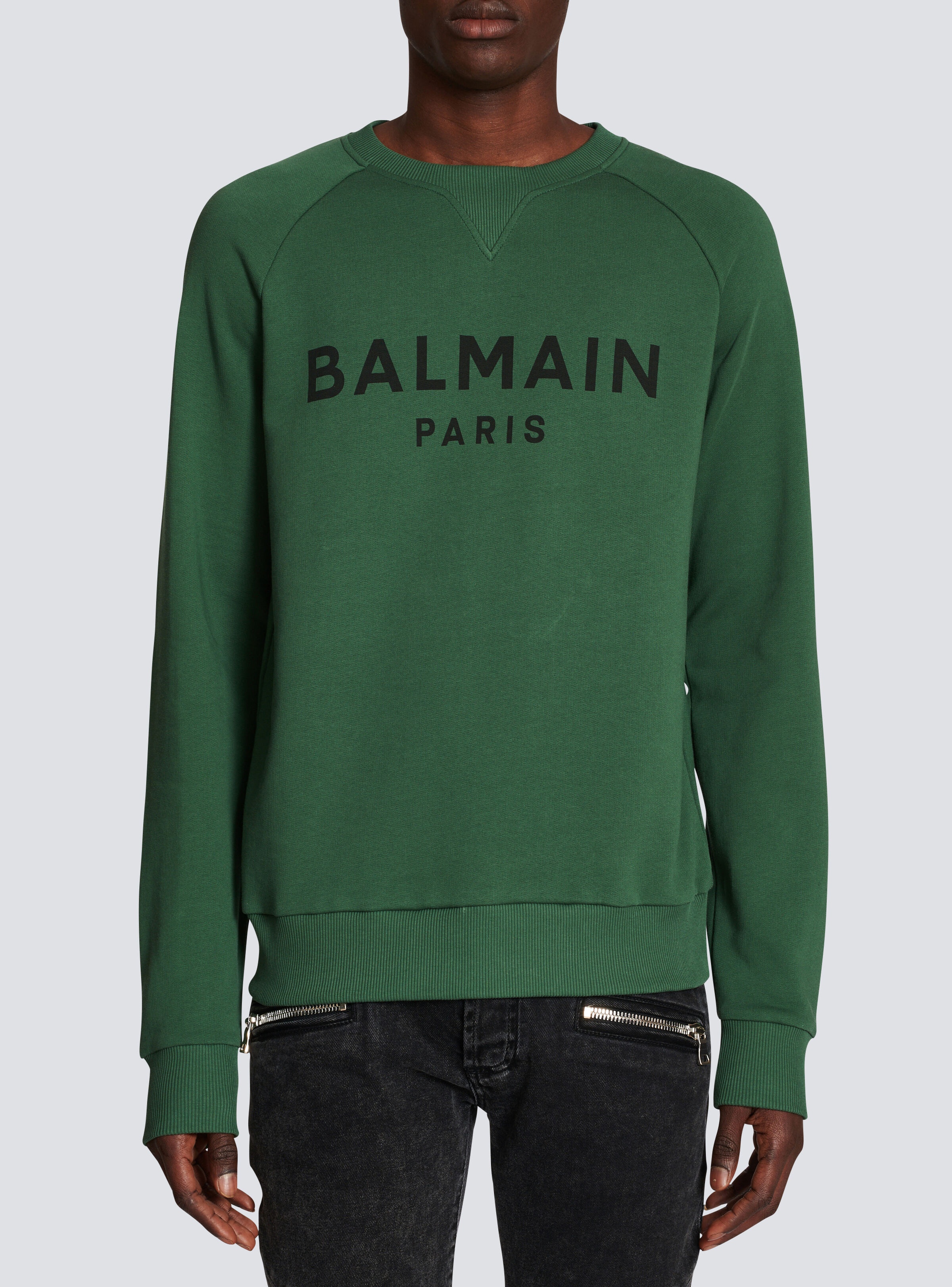 Eco-designed cotton sweatshirt with Balmain Paris metallic logo print - 3