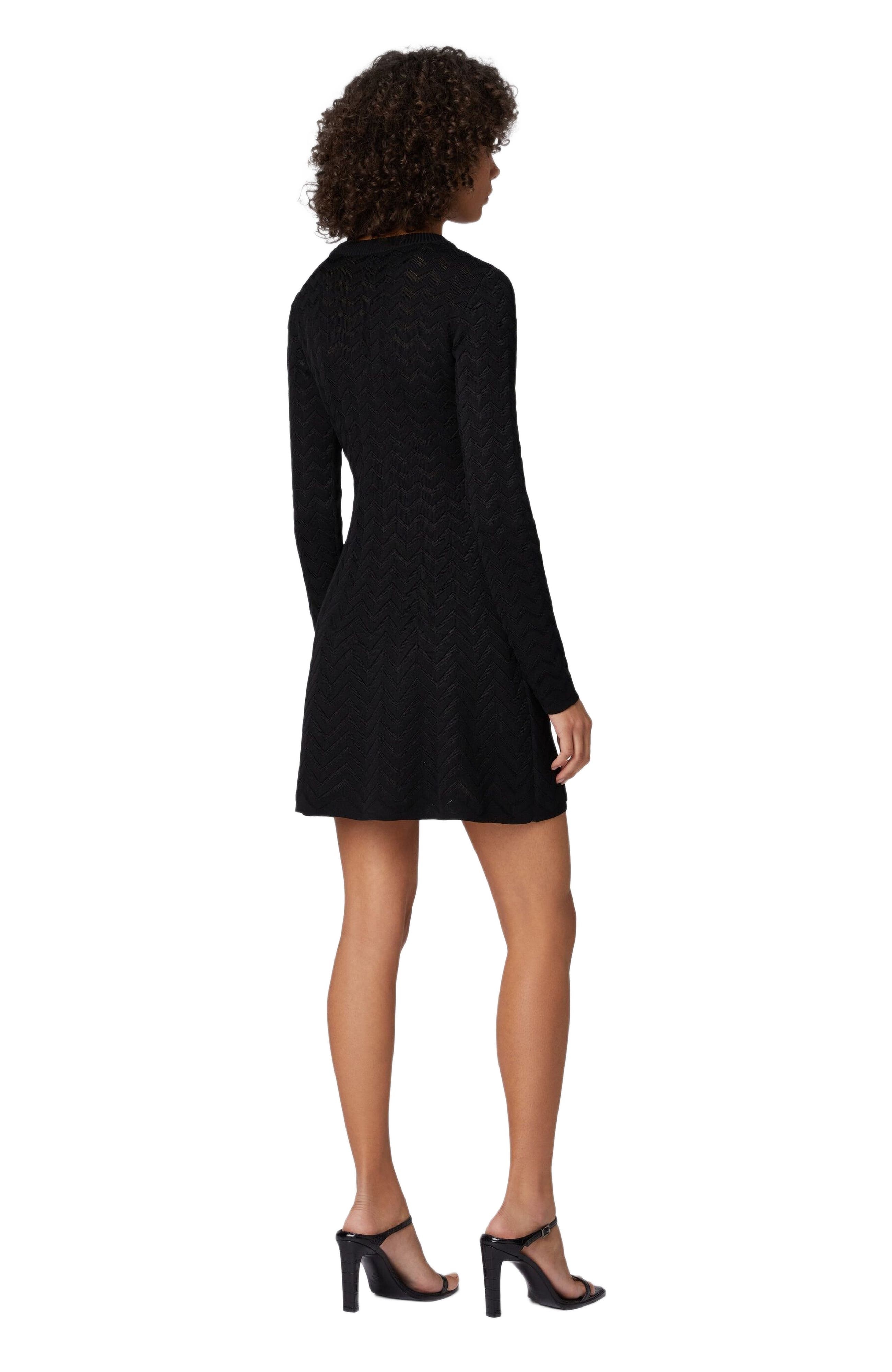 Missoni Tone-on-tone Chevron Long-sleeved Mini-dress in Black at Nordstrom - 3