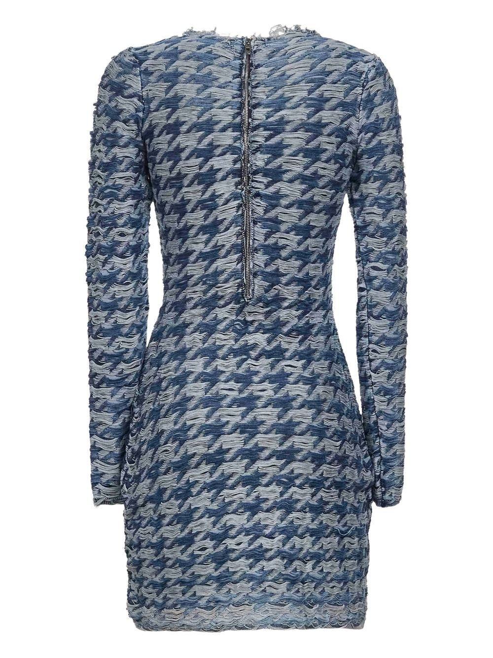 frayed-houndstooth mini dress - 2