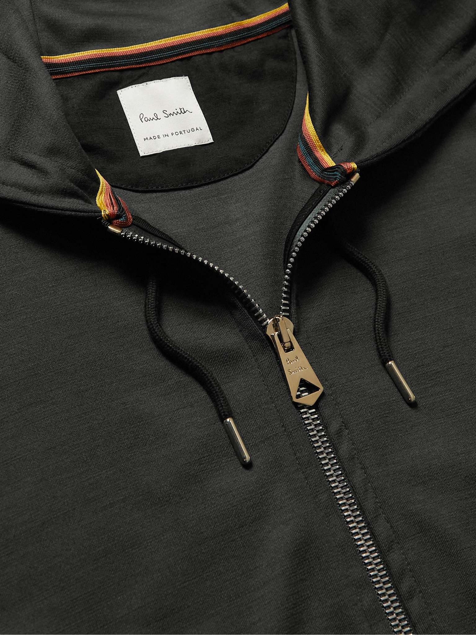 Striped Webbing-Trimmed Wool-Jersey Zip-Up Hoodie - 5