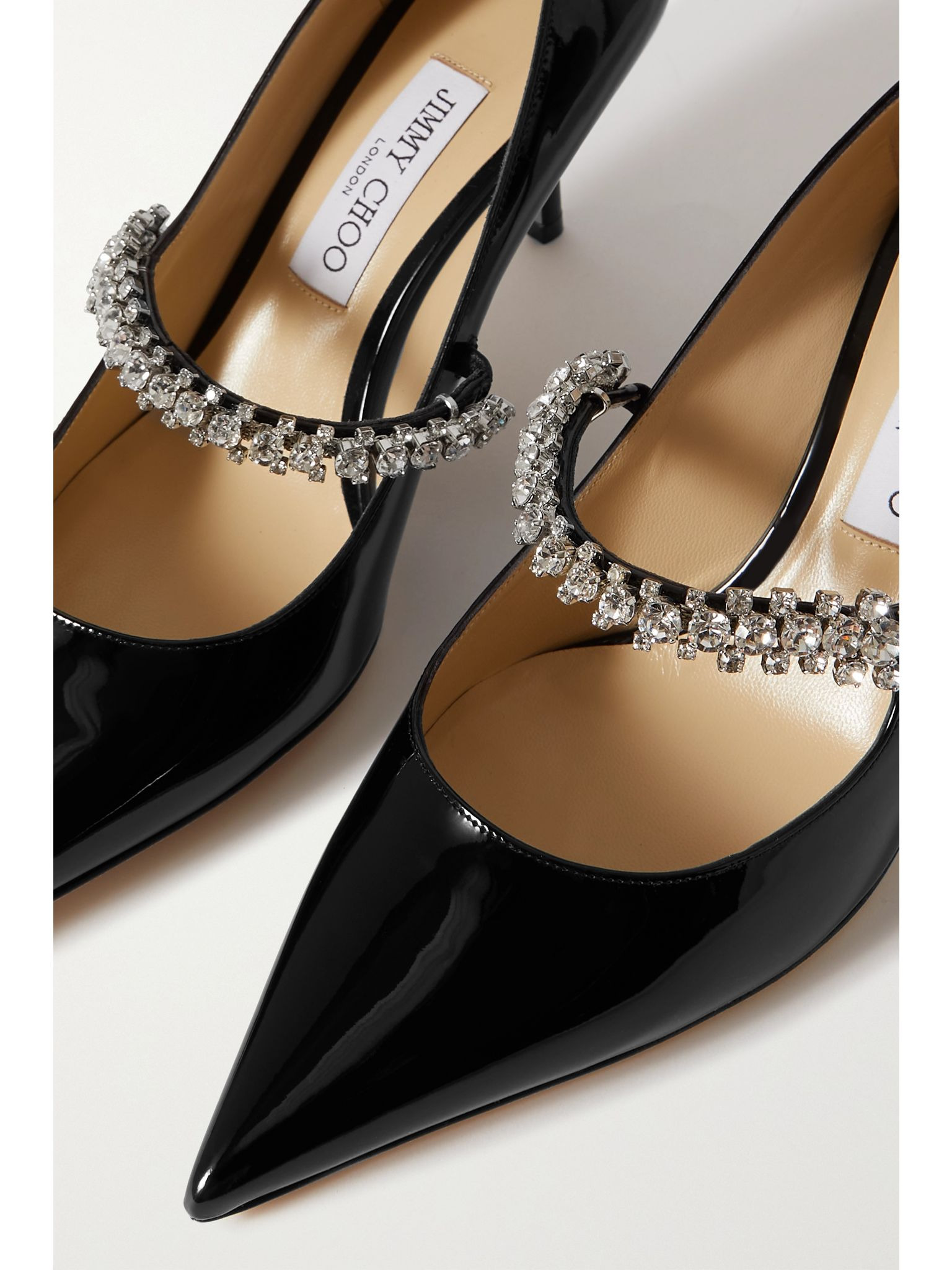 Bing 65mm crystal-embellished patent-leather pumps Black - 4