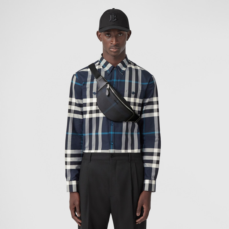 Exaggerated Check and Leather Mini Bum Bag 9