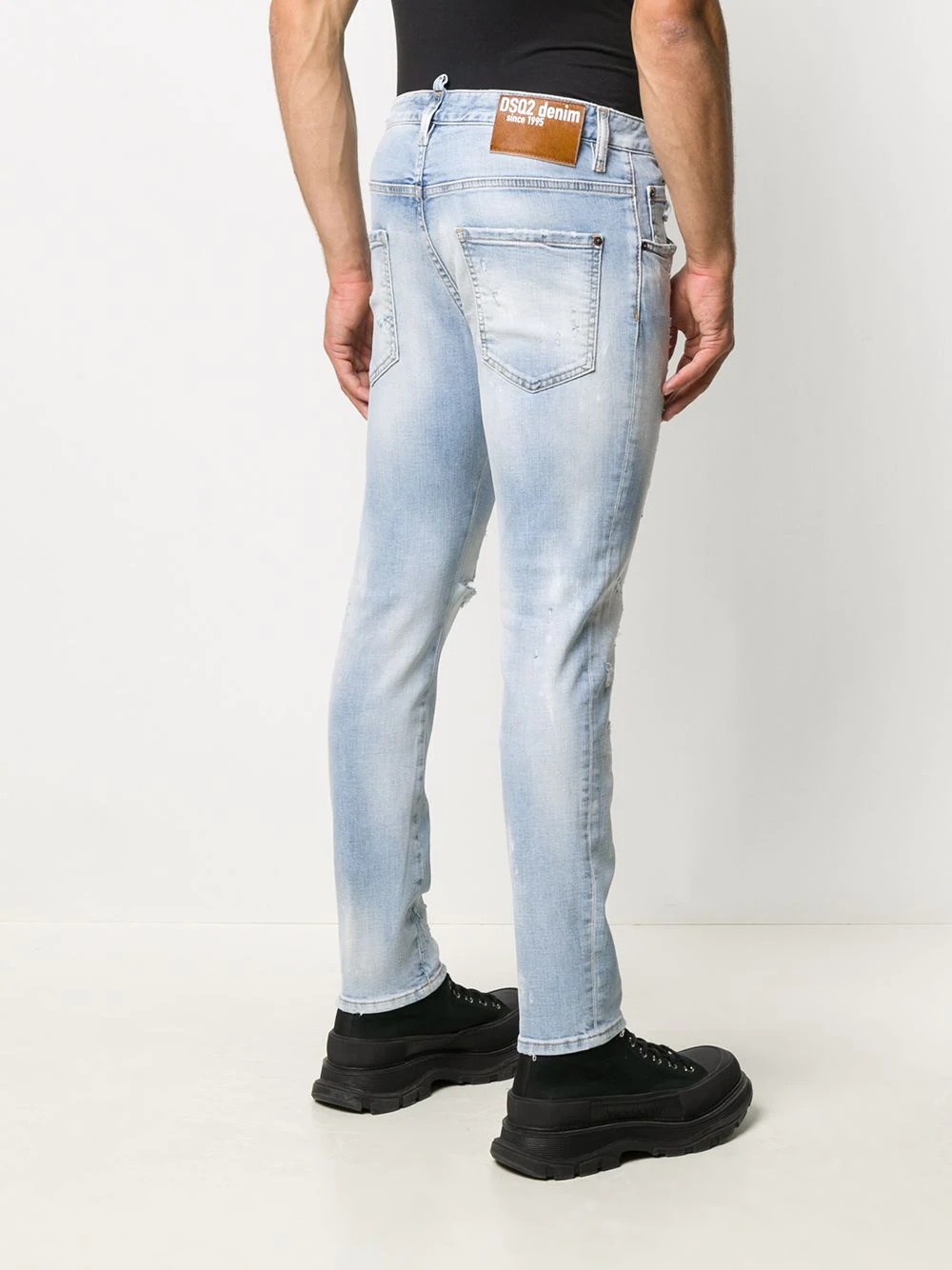 bleach wash distressed jeans - 4