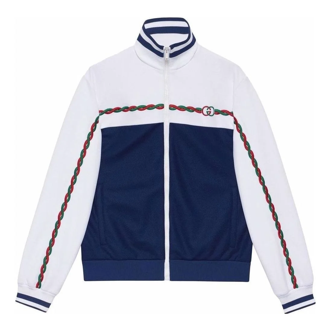 Gucci Interlocking G Polyester Pique Zip-Up Jacket 'Blue White' 692125-XJD7N-9219 - 1