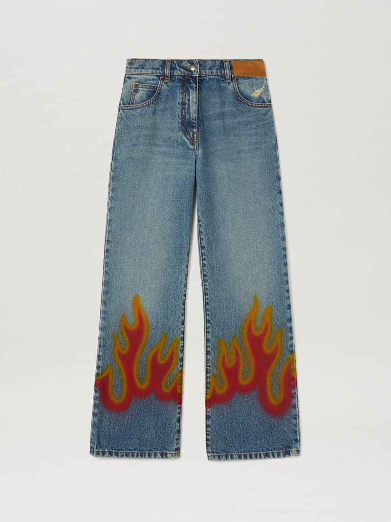 BURNING FLARED DENIM PANTS 1