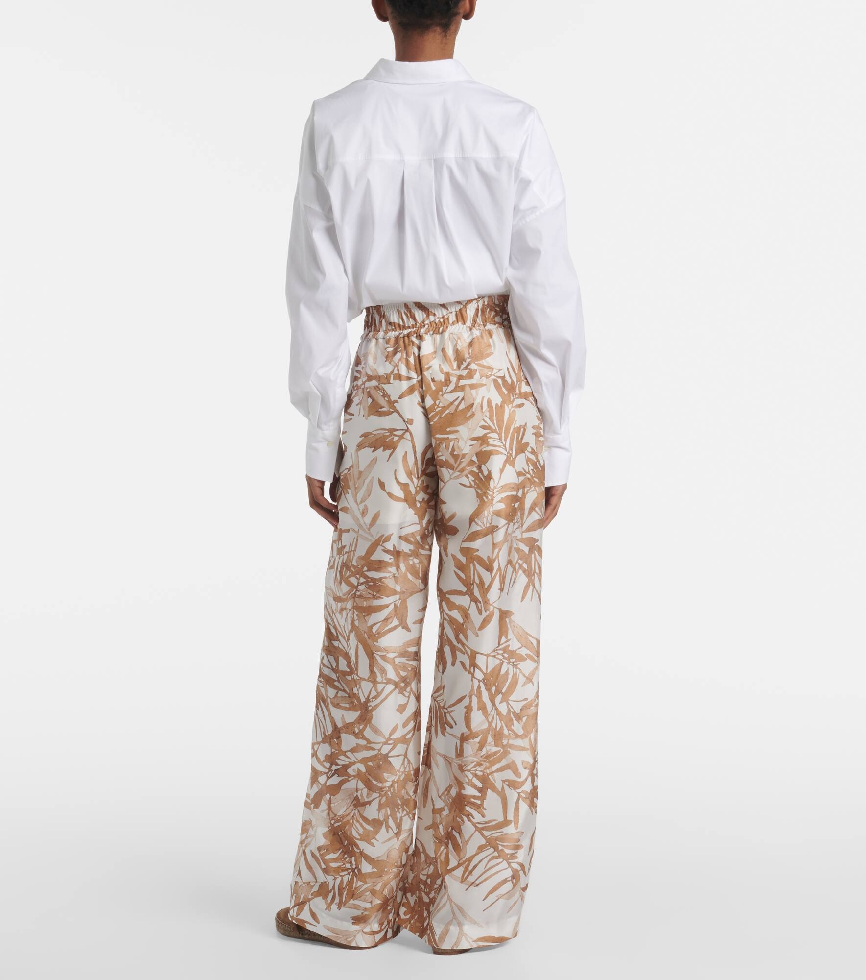 Printed high-rise silk wide-leg pants - 3