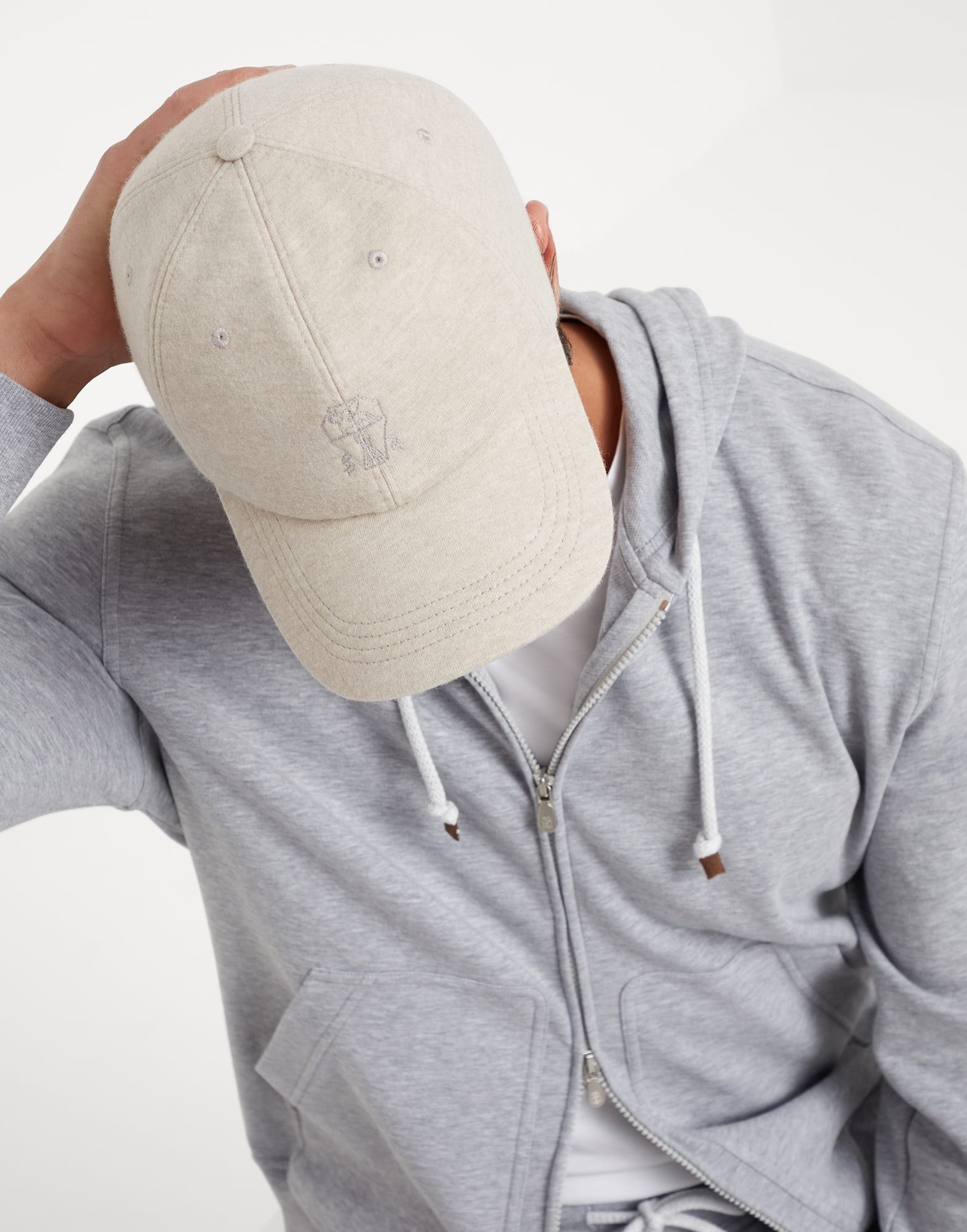 Cashmere jersey baseball cap with embroidered logo - 3