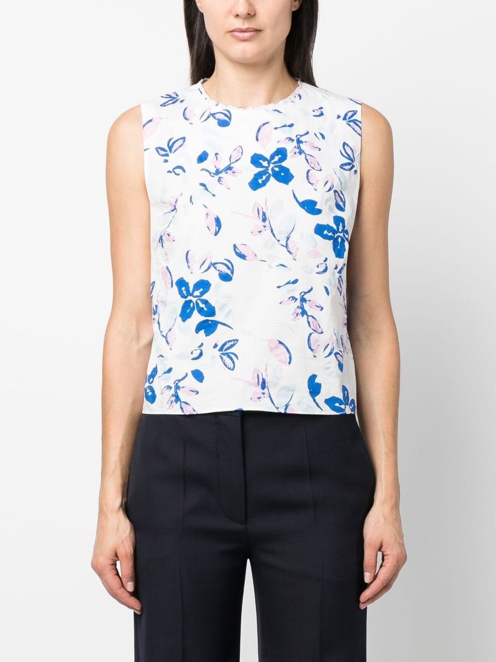 floral-print cut-out sleeveless blouse - 3