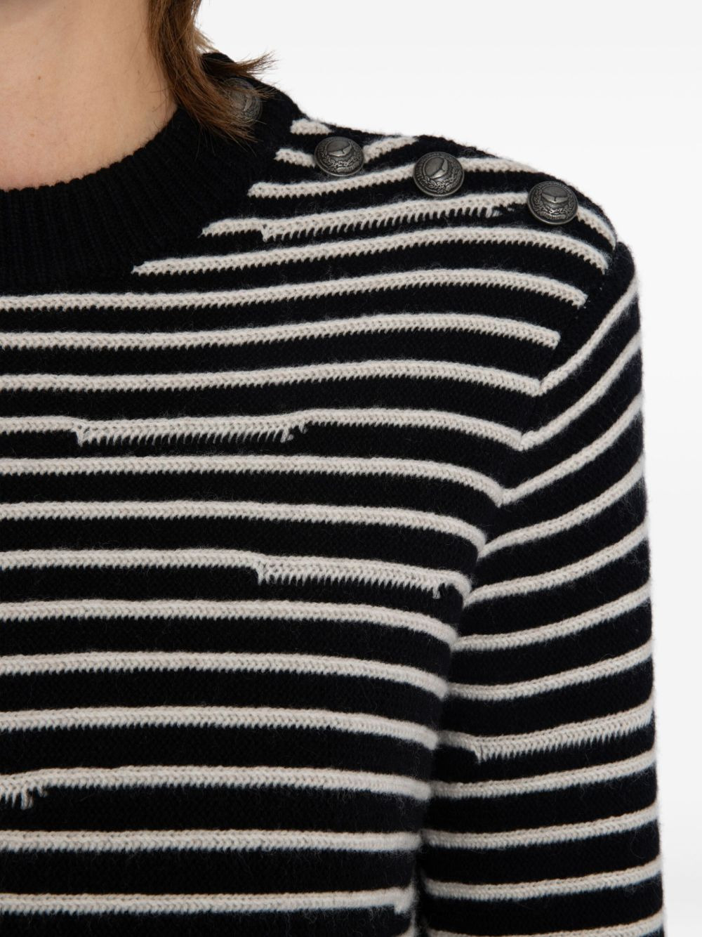 Spiky striped button-detailed sweater - 5