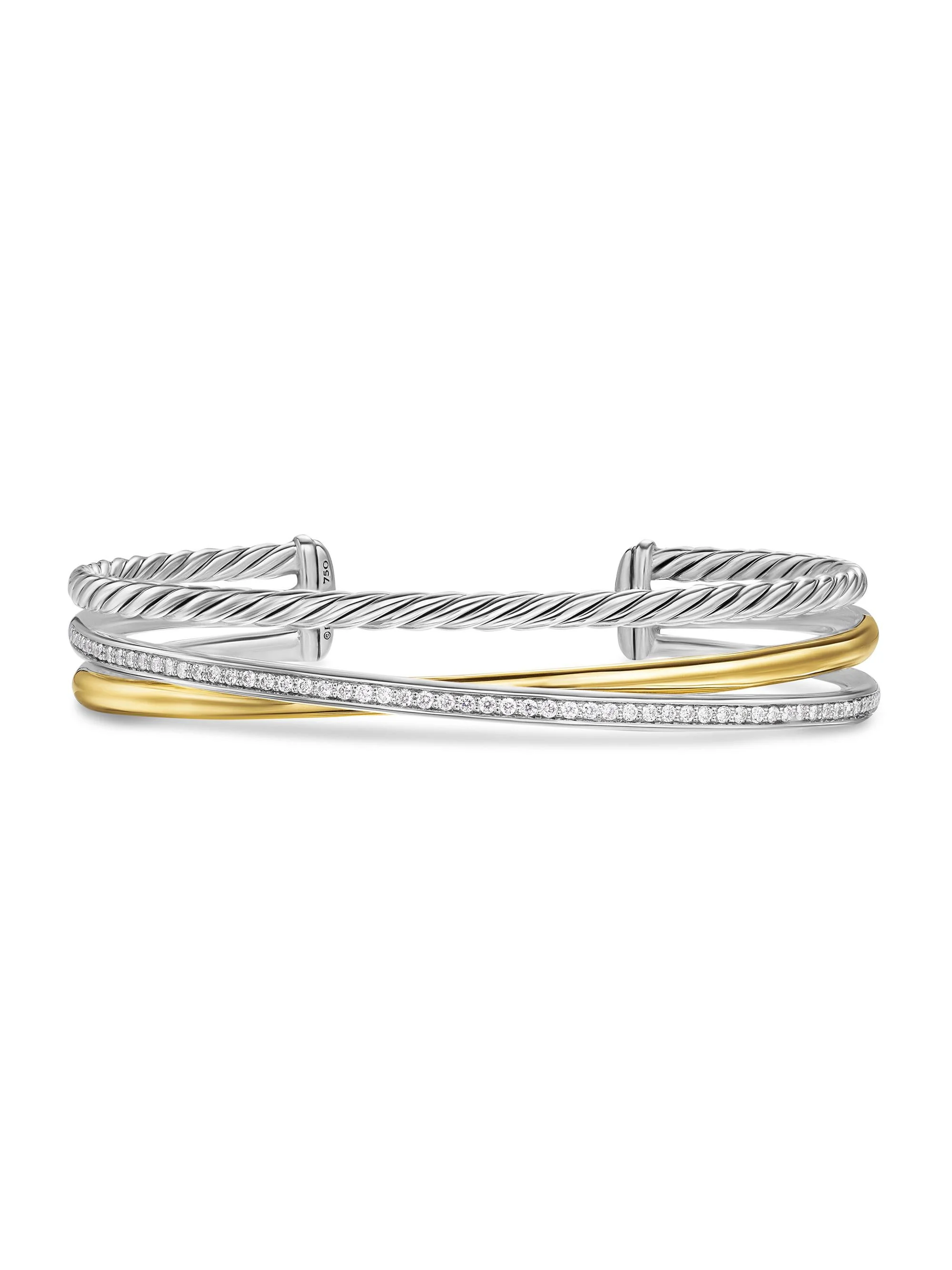 Women's Crossover Three Row Bracelet in Sterling Silver - Diamond - 1