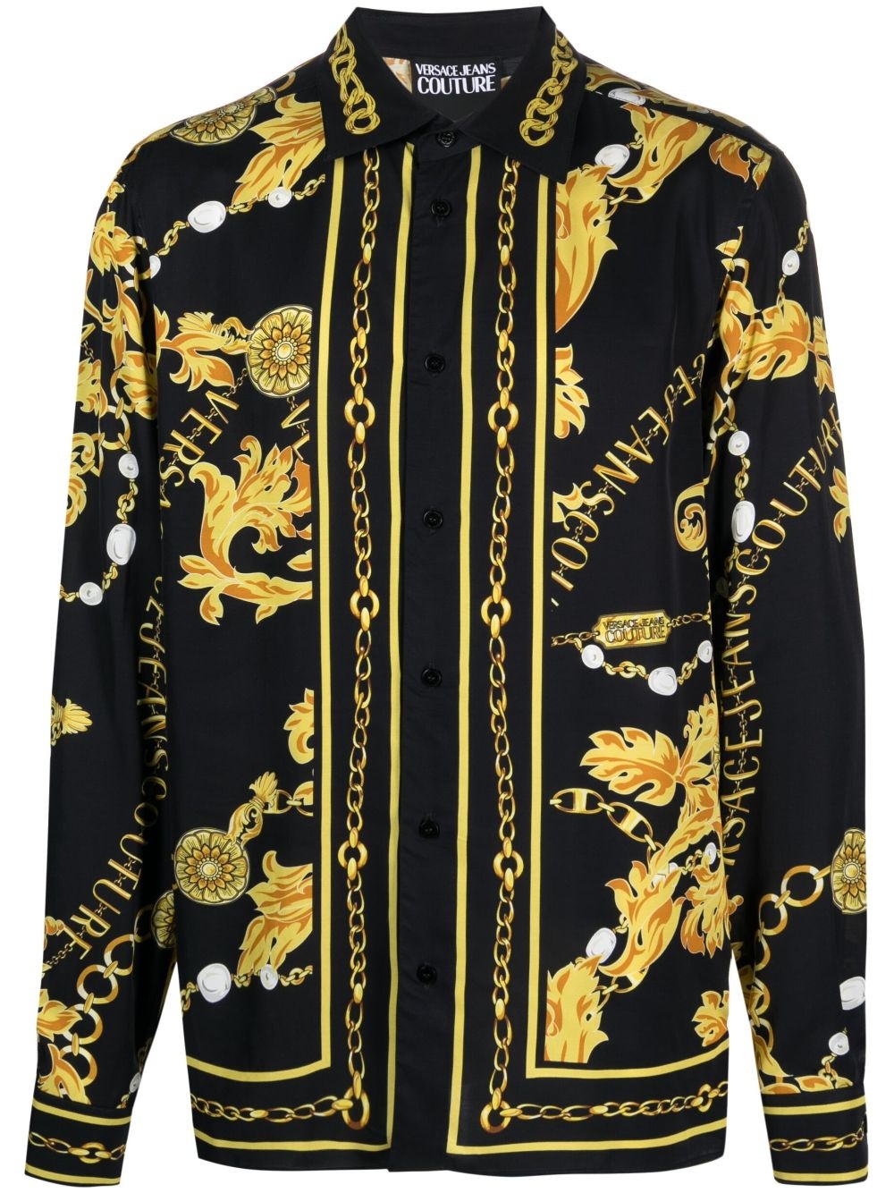 baroque-pattern long-sleeve shirt - 1