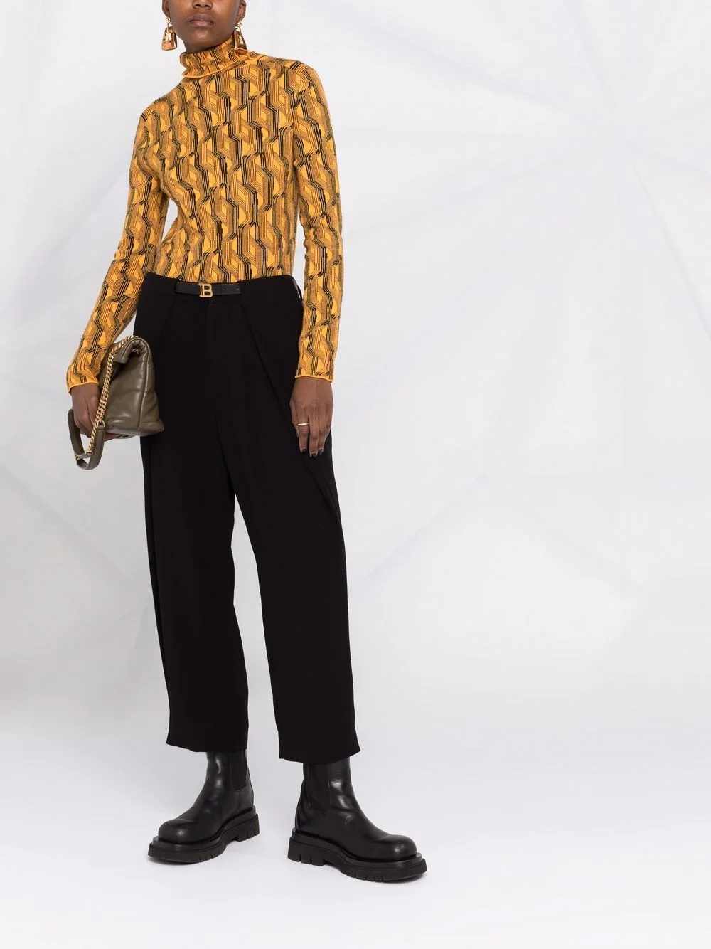 cropped straight-leg crepe harem trousers - 2