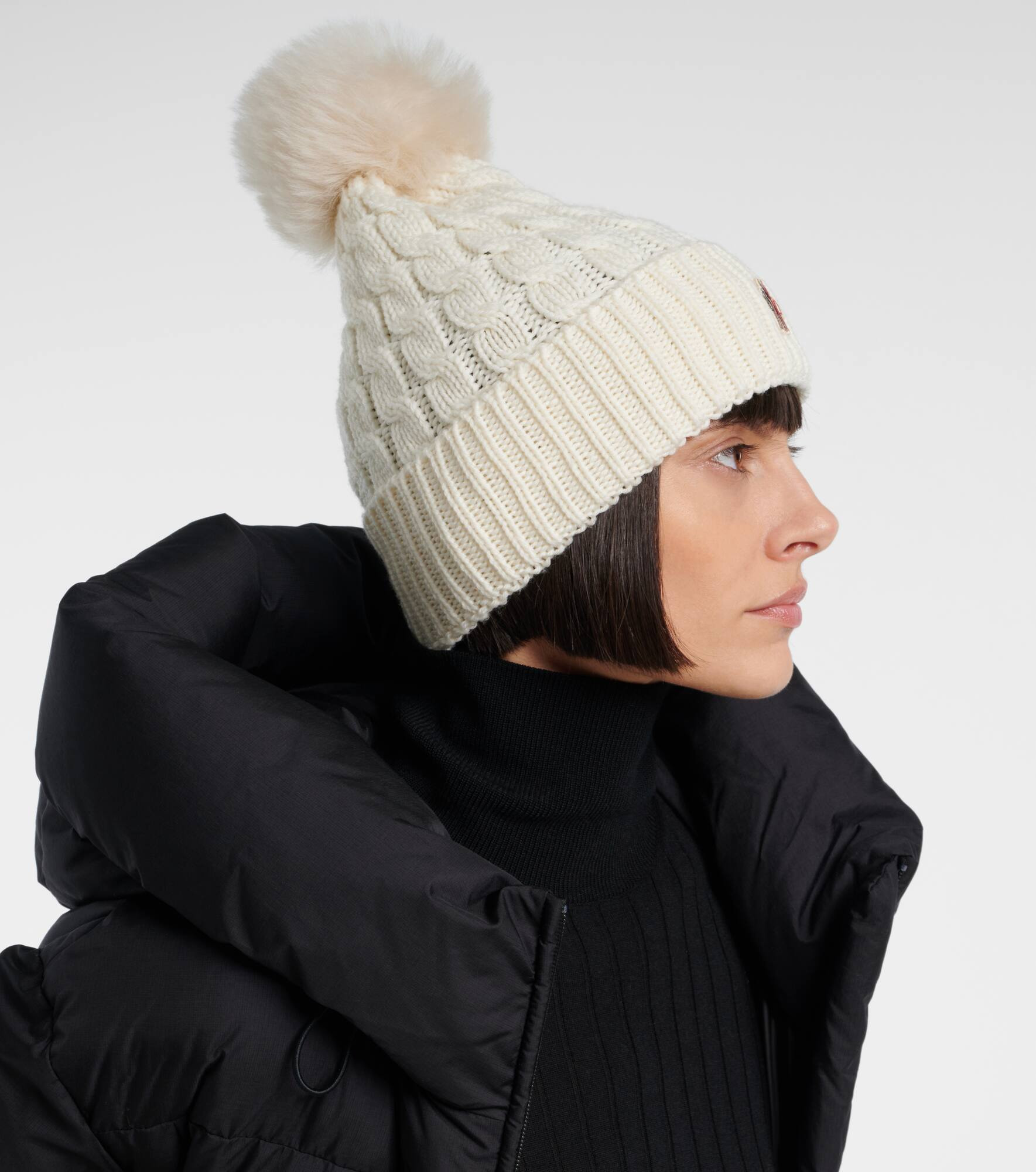 Logo shearling-trimmed virgin wool beanie - 5