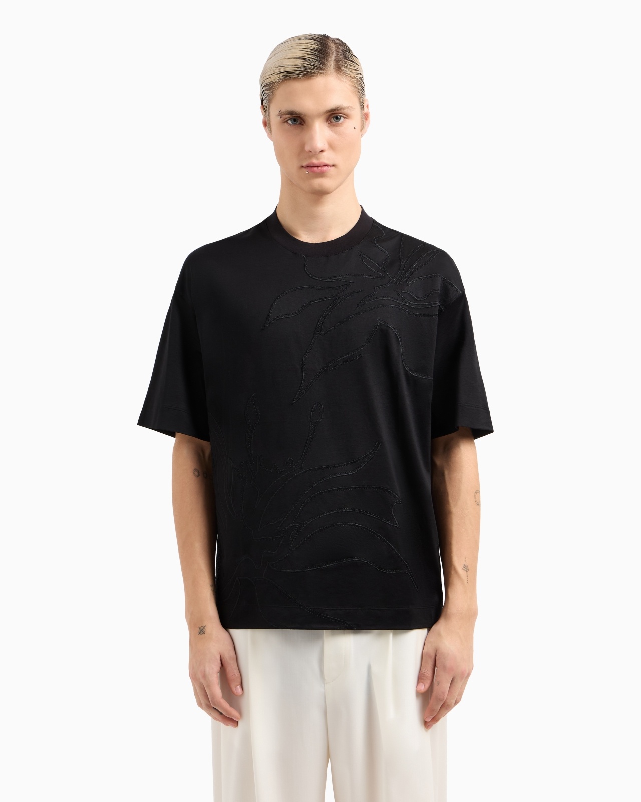 ASV OVERSIZED T-SHIRT IN LYOCELL-BLEND JERSEY WITH OVERSIZED FLOWER EMBROIDERY - 2