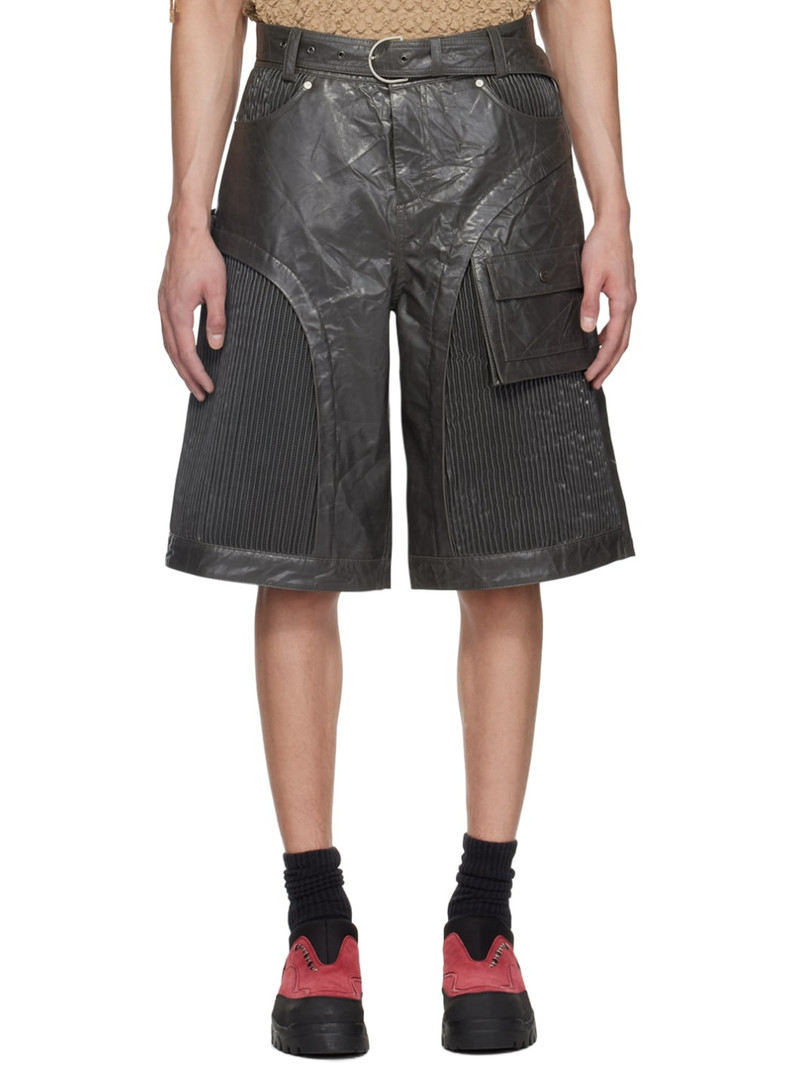 Gray Sunbird Faux-Leather Shorts 1