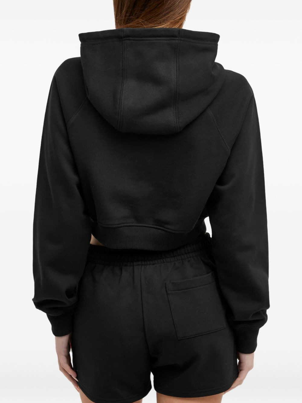 column-applique cotton hoodie - 4