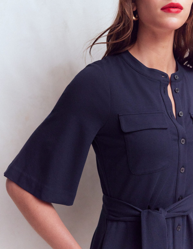 Front Pocket Ponte Dress-Navy 3