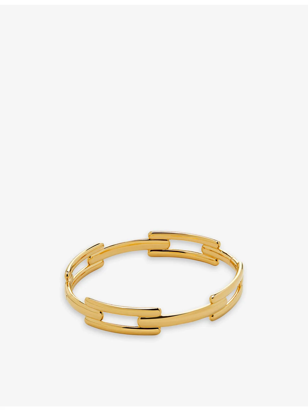 Signature 18ct yellow gold-plated vermeil sterling-silver link bangle - 1