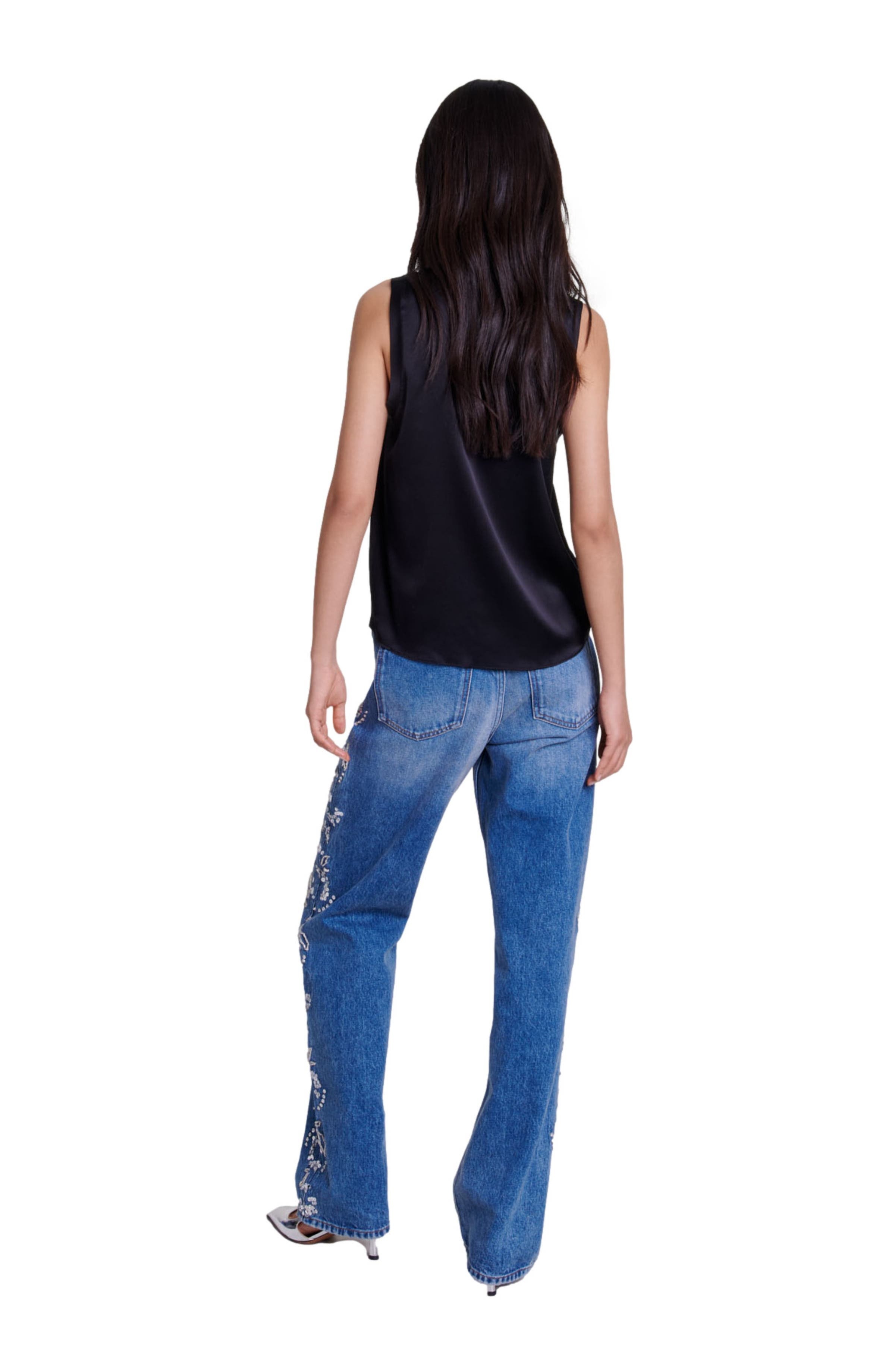 maje Silk tank top in Black at Nordstrom - 2