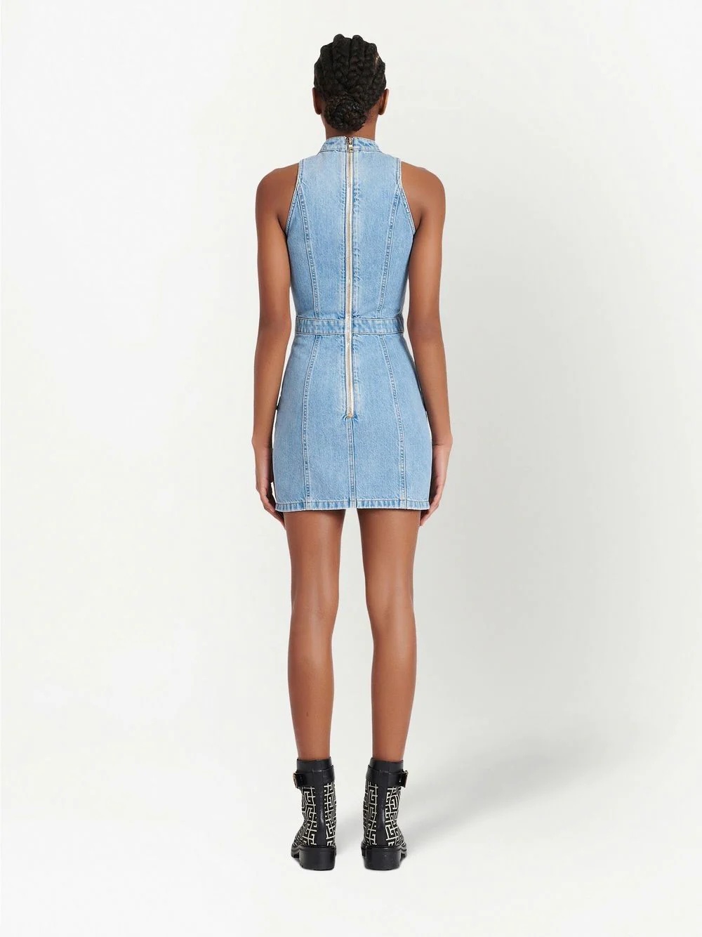 denim fitted mini dress - 4