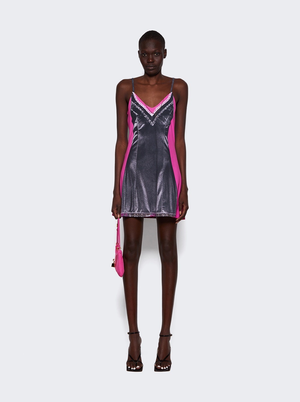 X Jean Paul Gaultier Trompe-l'oeil Mini Dress Black and Pink - 2