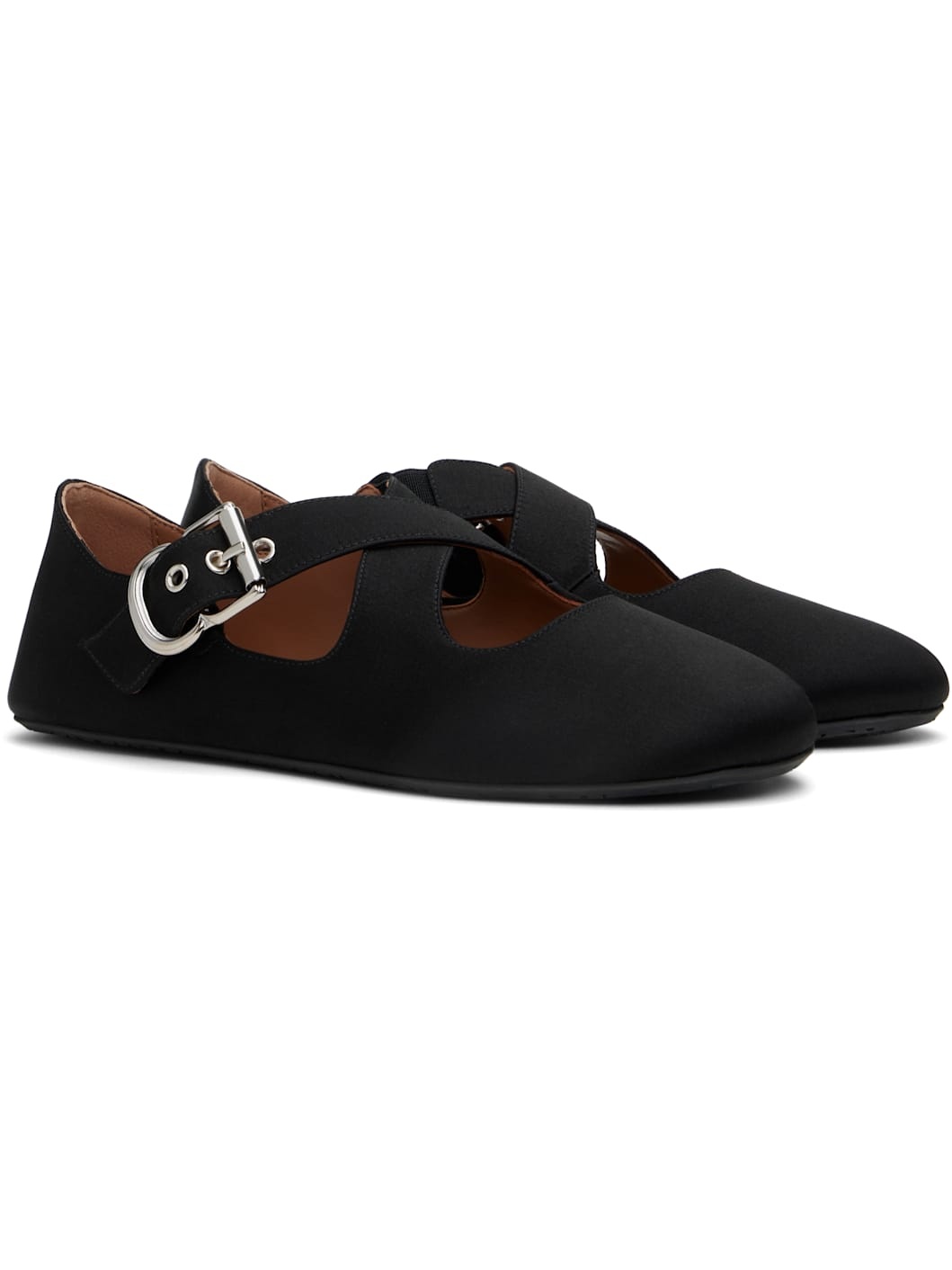 Black Criss Cross Ballerina Flats - 4