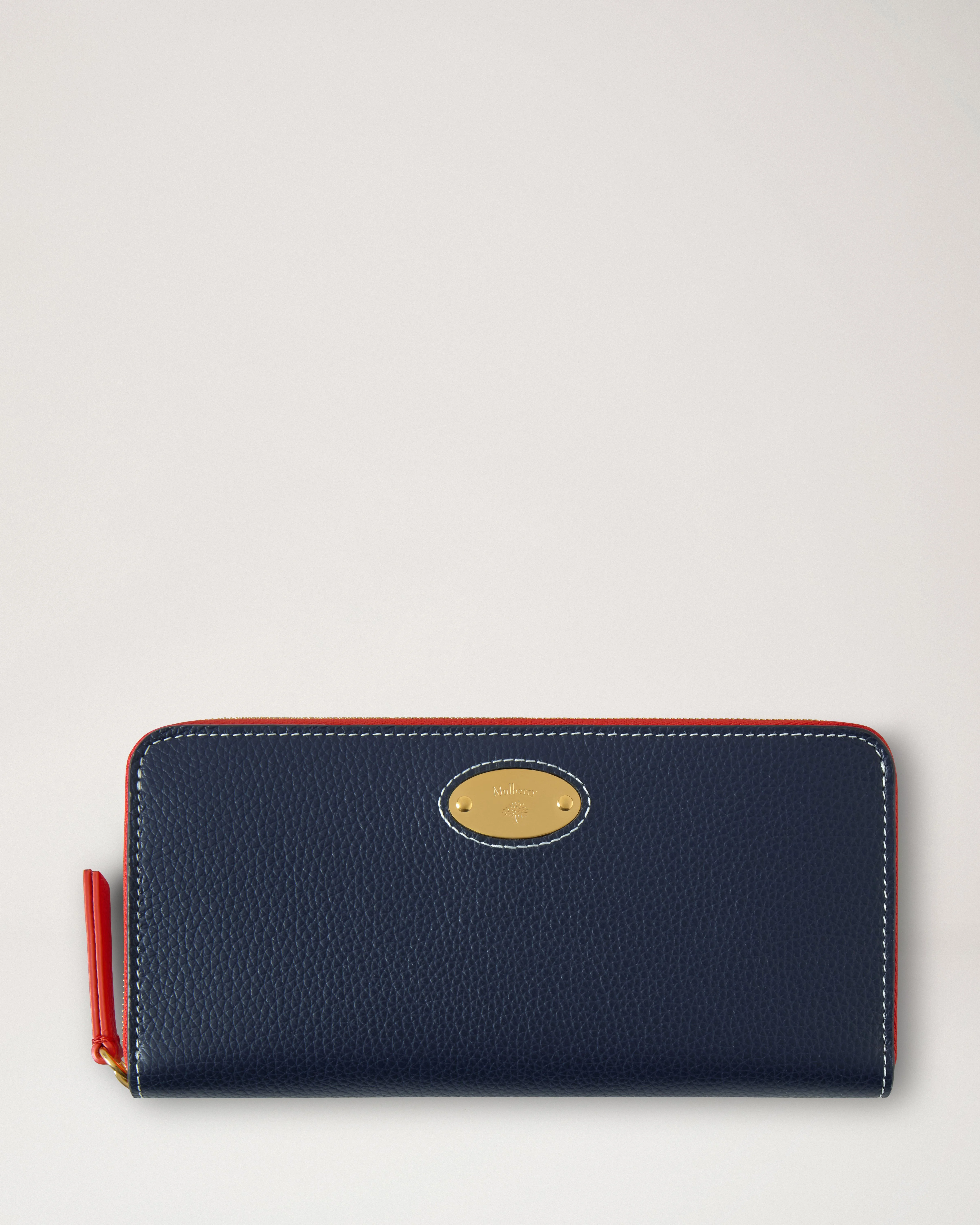 Mulberry Plaque 8 Credit Card Zip Purse Night Sky & Coral Orange Small Classic Grain - 1