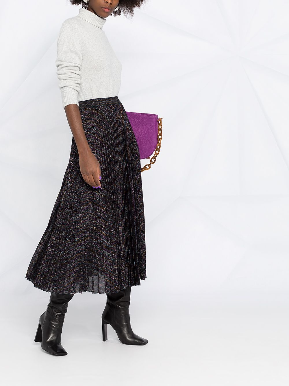 pleated knit midi skirt - 6